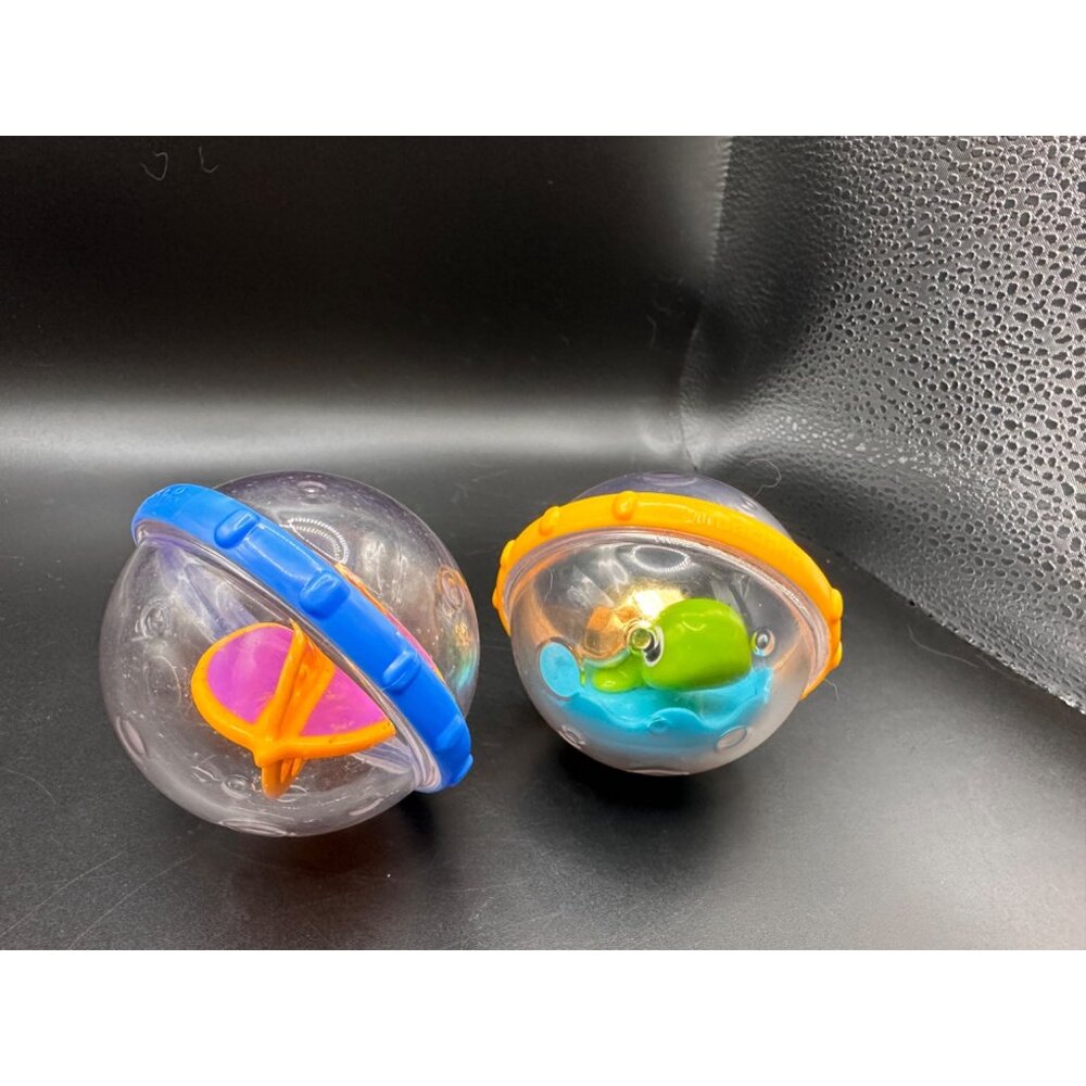 2 Munchkin Float and Play Clear Balls Turtle Spinner Bath Toys Lot